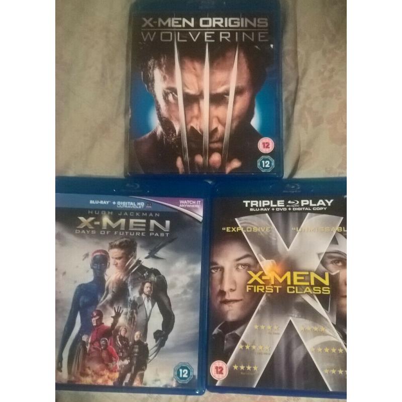 X-men blurays (first class, wolverine, days of future)