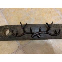 OAK BARREL HANDMADE COAT HOOK ANTLERS