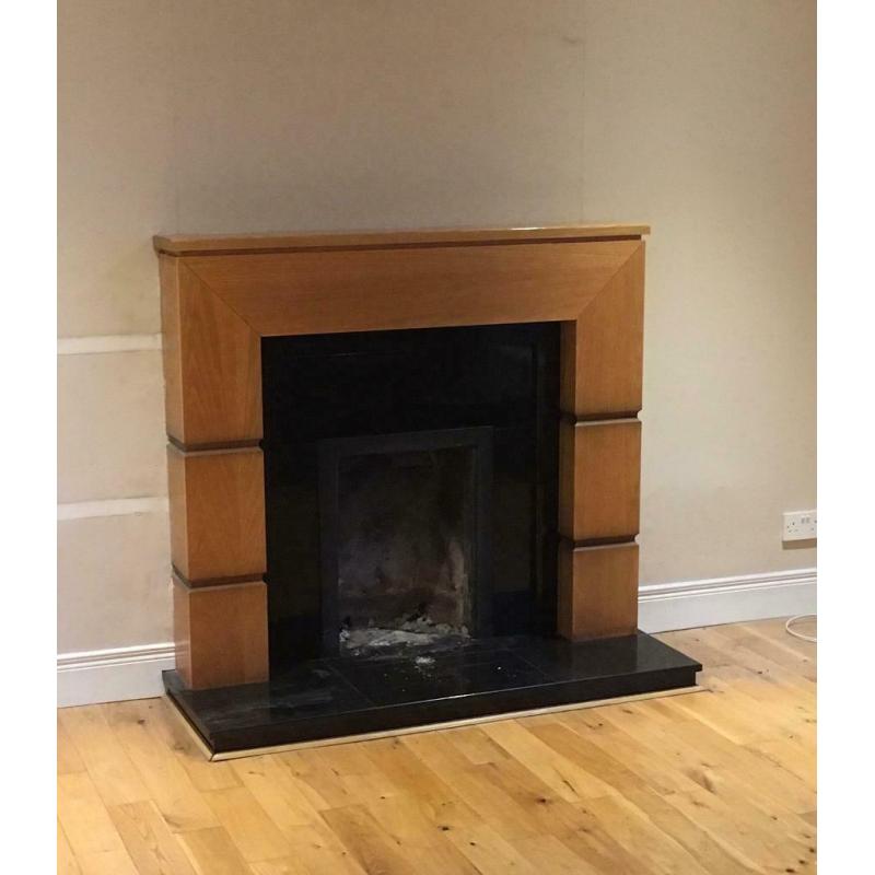 Modern oak fireplace