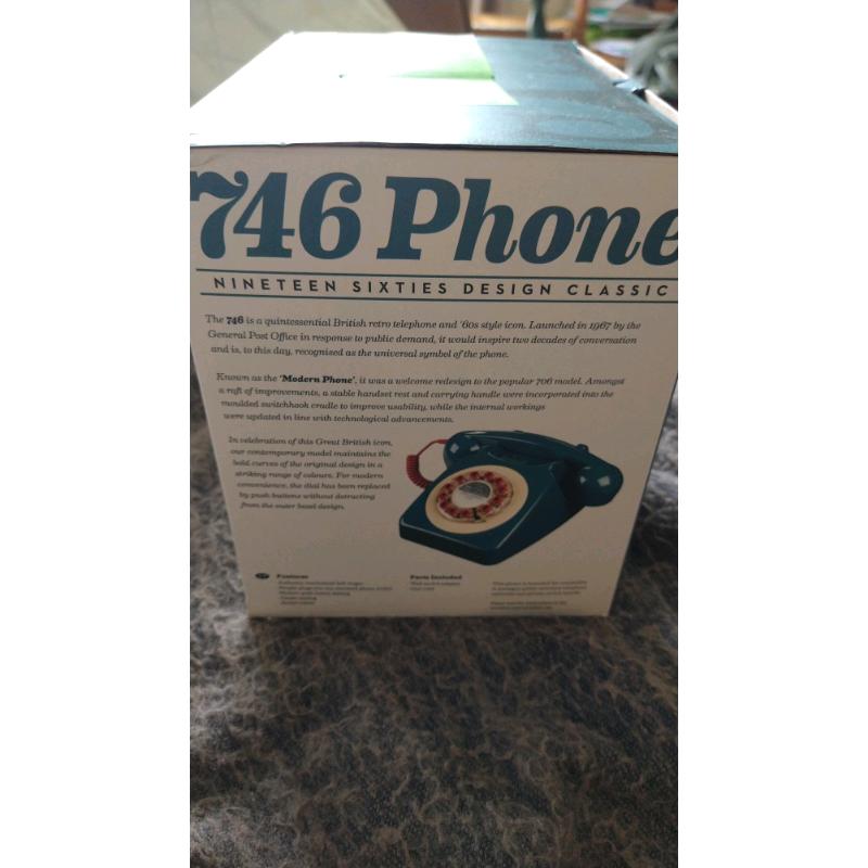 Classic Retro Petrol Blue 746 1960s British Telephone