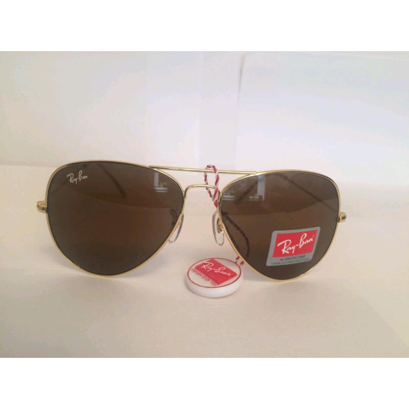 RayBan Aviator Sunglasses RB3025 (gold frame/brown lens)