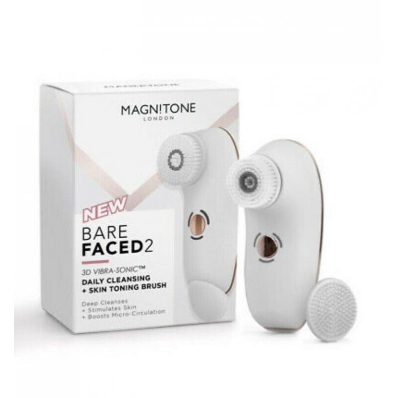 Magnitone Bare Faced 2 - Daily Cleansing Vibrating Skin Tone Brush - New and Sealed