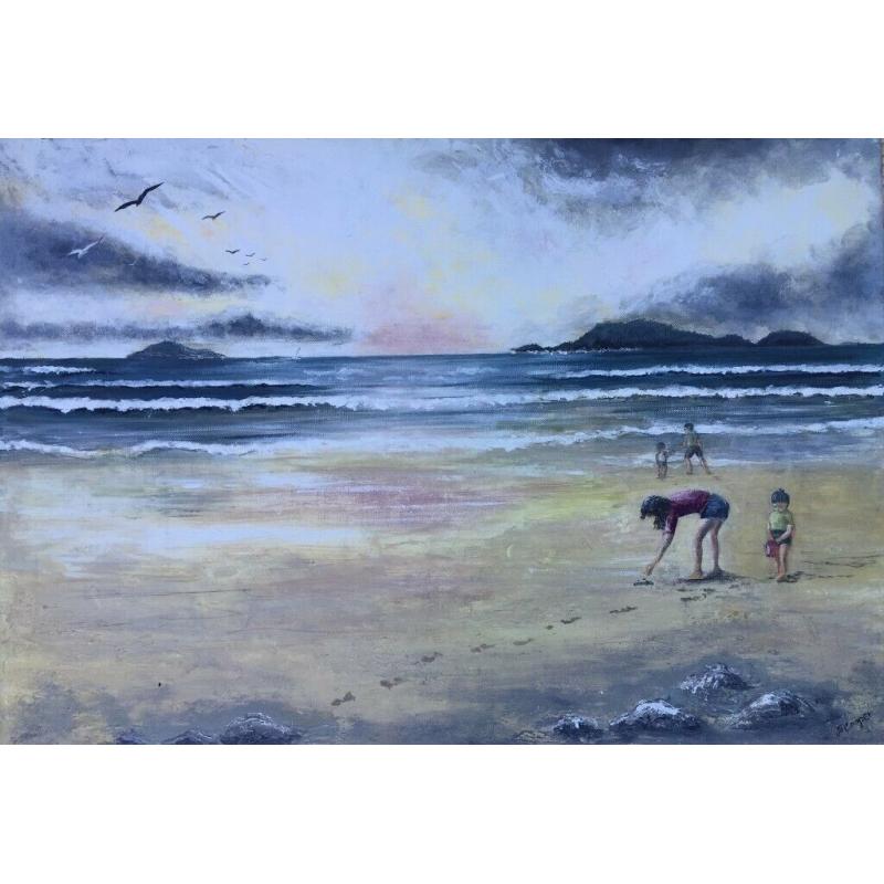 Large Painting ' Look What I've Found in the Sand' - 1/1 Print on Ca