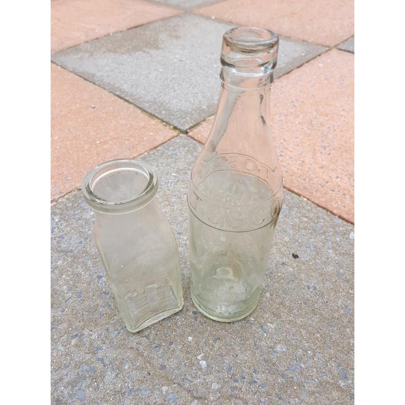 Antique Glass bottles Tosco Tenby, Chivers Cardiff