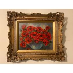 Fabulous Original Oil Painting titled 'Poppies in Remembrance' signed Morina