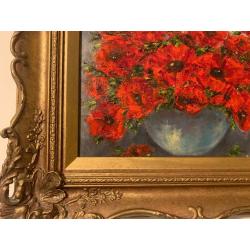 Fabulous Original Oil Painting titled 'Poppies in Remembrance' signed Morina