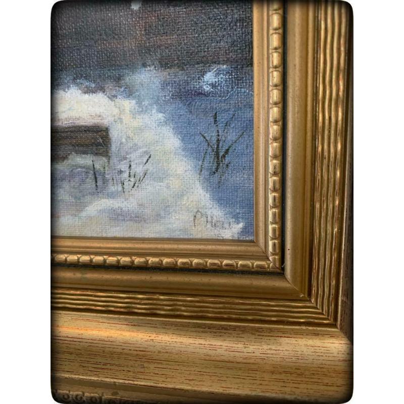 Oil on Board Painting ?Christmas Scene? signed P. Hall