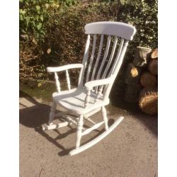 Vintage High Back Beech Slat Back Rocking Chair