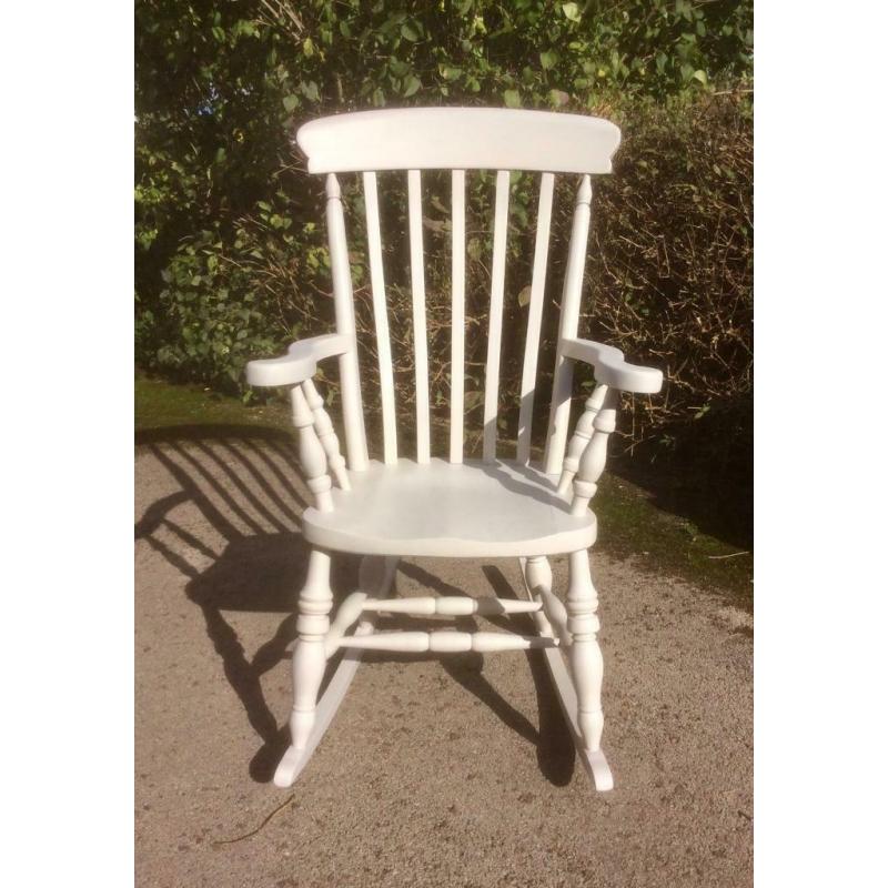 Vintage High Back Beech Slat Back Rocking Chair