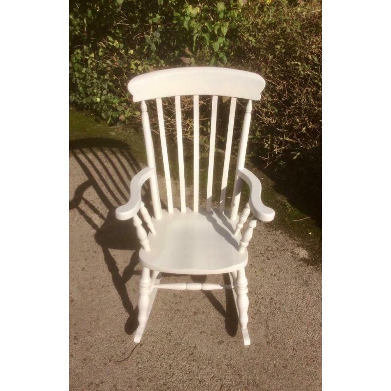 Vintage High Back Beech Slat Back Rocking Chair