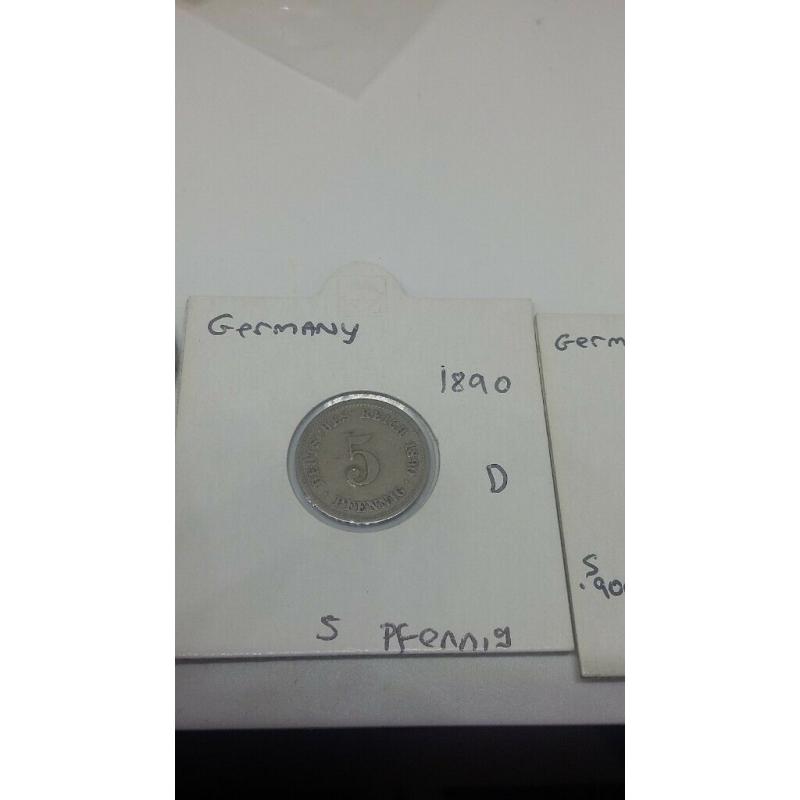 German coins 1877 1890- 50 pfennig, 1 silver. 7 coins