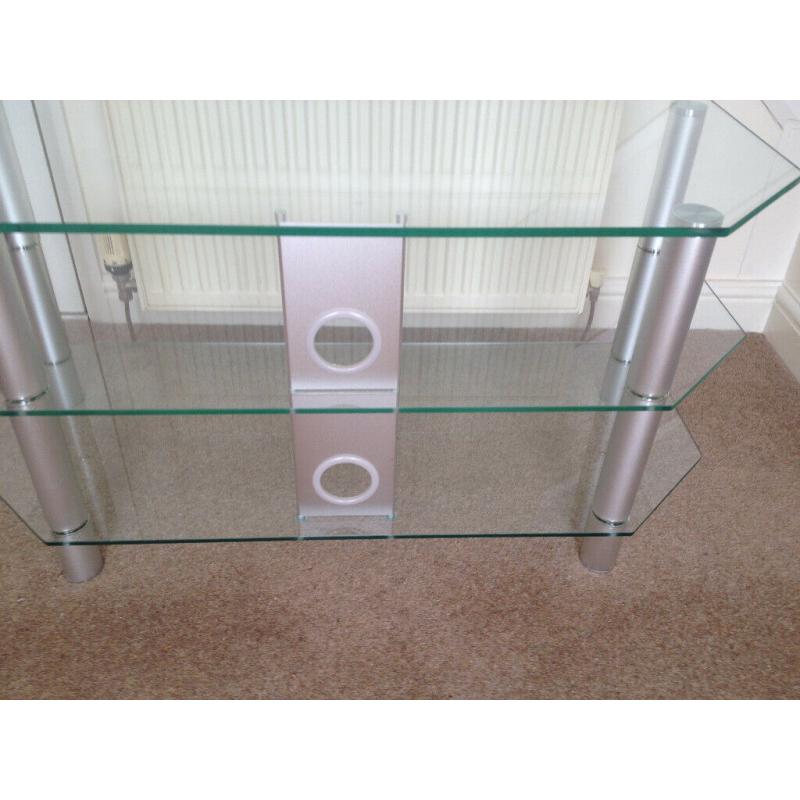 TV/DVD/HIFI stand. Glass with silver chrome legs/fittings - Used - Excellent Condition RRP ?100