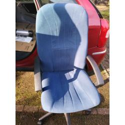 Blue soft fabric office chair