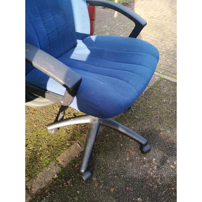 Blue soft fabric office chair