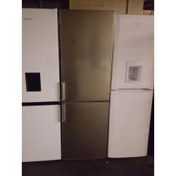 STAINLESS STEEL KENWOOD 6.3FT TALL FRIDGE FREEZER WITH HANDLES