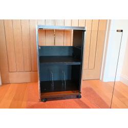 TECHNICS AUDIO RACK SH-553 but can be used for other brands . Glass door .Attractive walnut finish