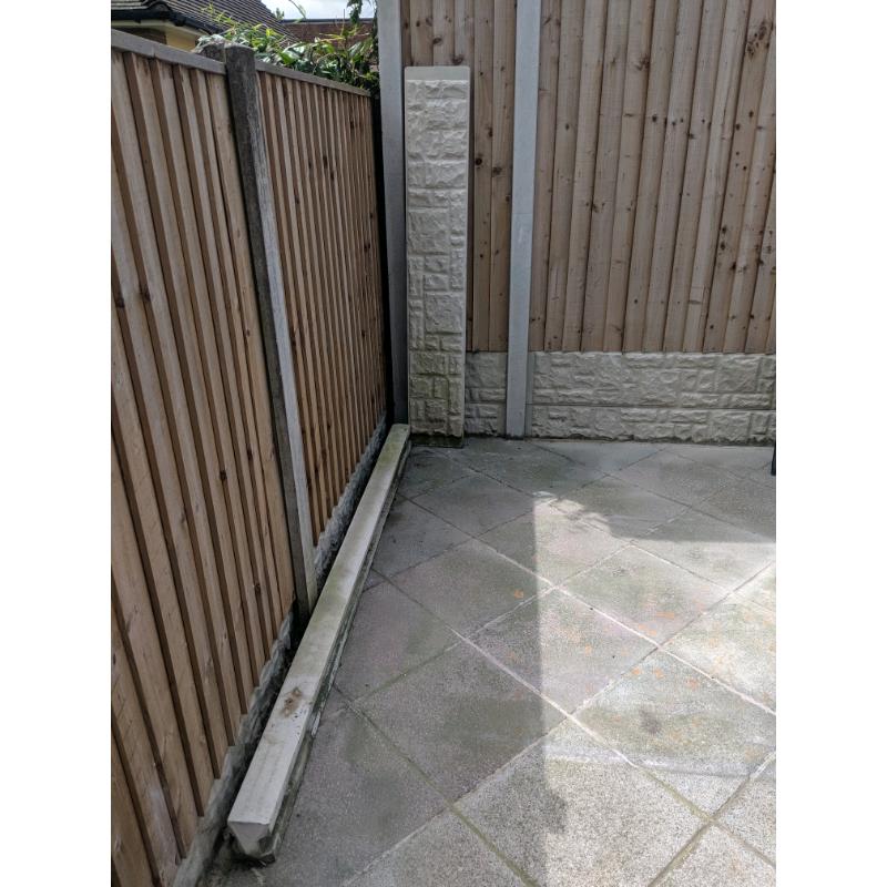 Rock face concrete gravel board and 8' fence post