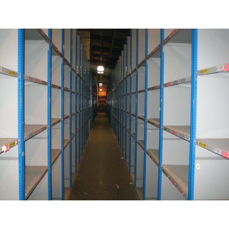 60 bays of dexion impex industrial shelving 2.4m high ( storage , pallet racking )