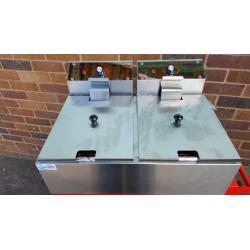 Double Tank Lagre Countertop Commercial Fat Fryer With Lid