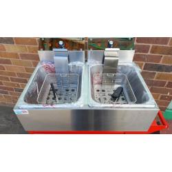 Double Tank Lagre Countertop Commercial Fat Fryer With Lid