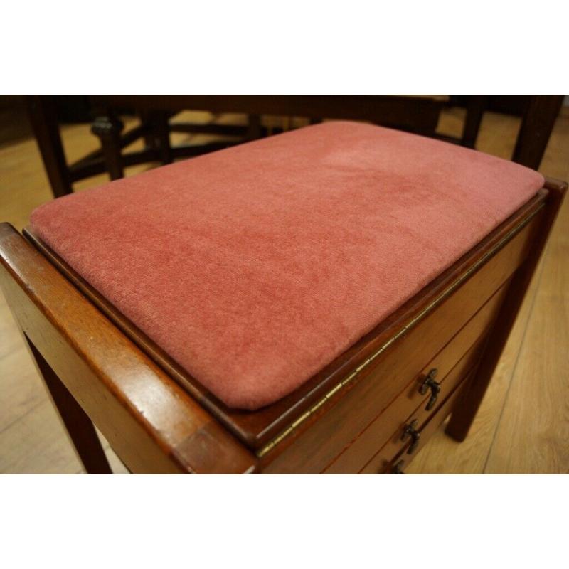 John Austin piano stool in mahogany with sheet music drawers