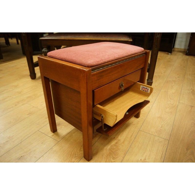 John Austin piano stool in mahogany with sheet music drawers