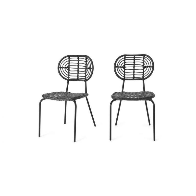 MADE - Swara Garden 2 set of 2 Garden Dining Chairs, Black Rattan - RRP: ?179 Per Set