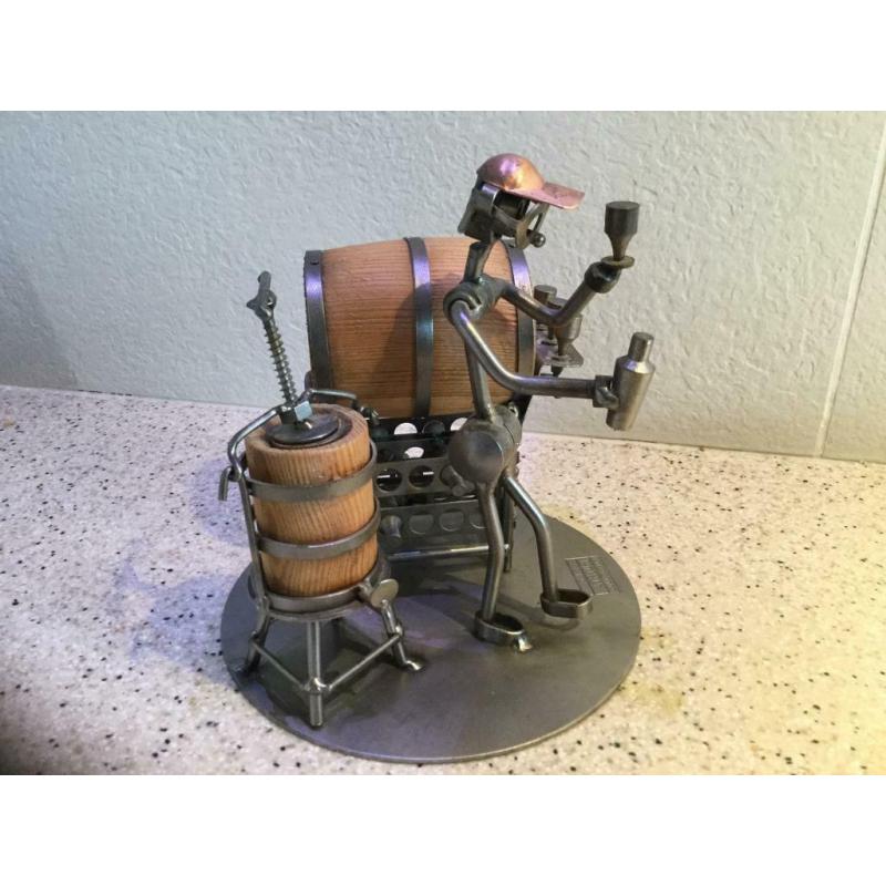 Metal winemaker sculpture. New