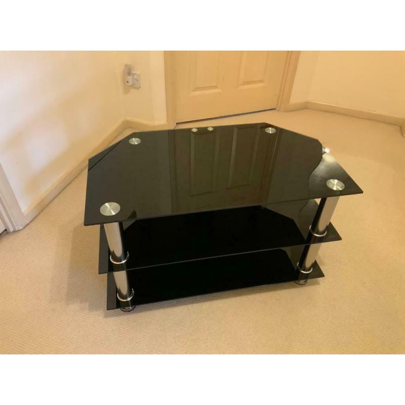 Glass TV Stand - 79cm (W) x 44.5cm (D) x 48cm (H) (will deliver in Stevenage)