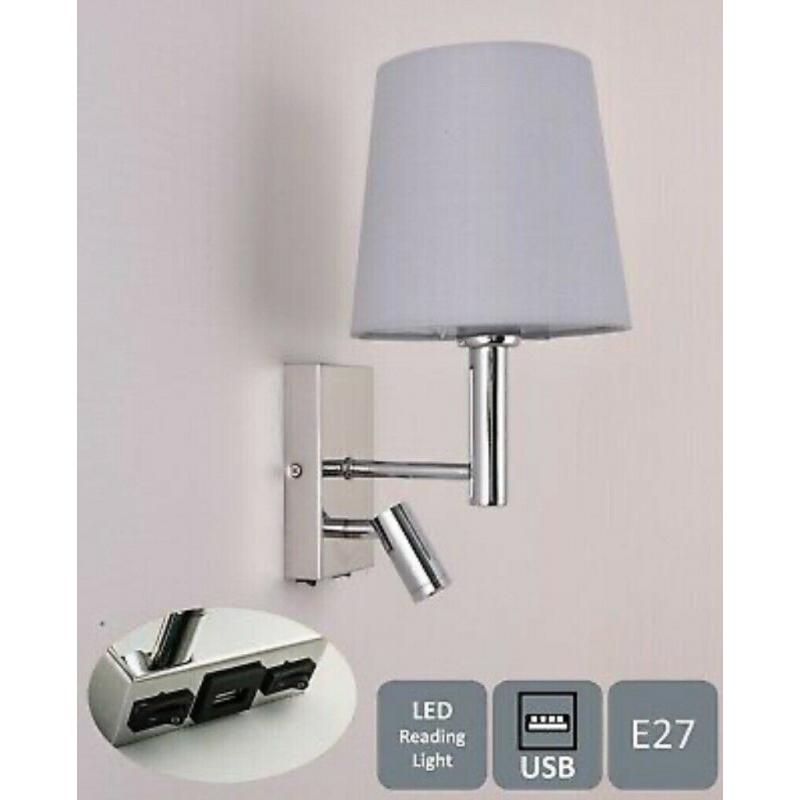 Wall light with reading light and usb. Selling as a set!