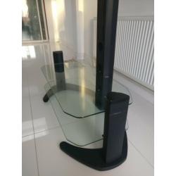 Two Tier Glass TV Stand with Wall Mount Bracket