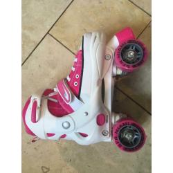 SFR Miami Pink/White Girls' Adjustable Quad Roller Skates Boots Size 3-6