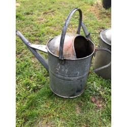 Vintage Galvanised Watering Can Garden Feature