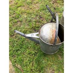 Vintage Galvanised Watering Can Garden Feature