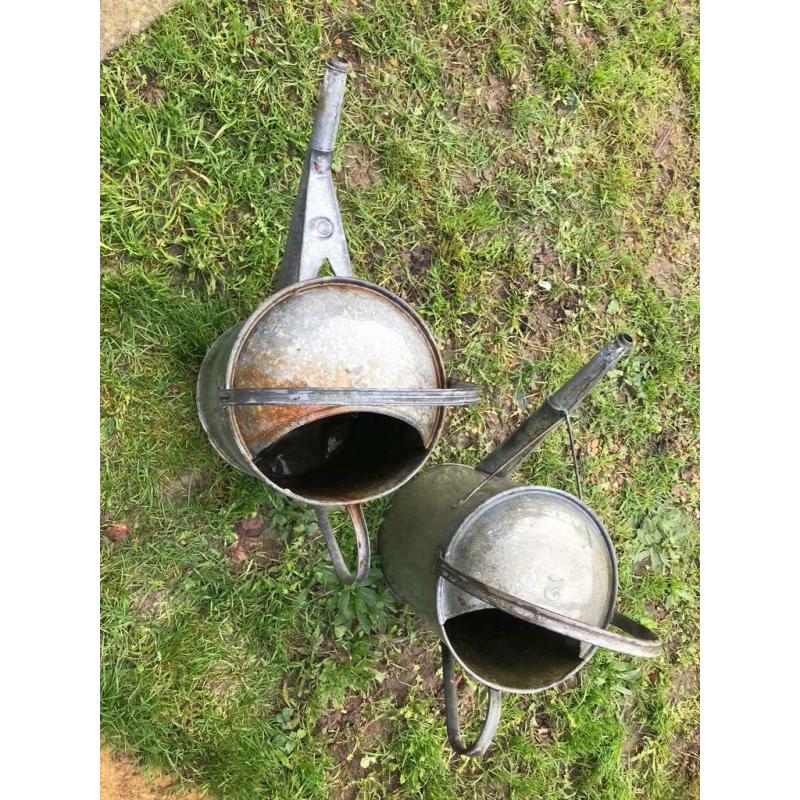 Vintage Galvanised Watering Can Garden Feature