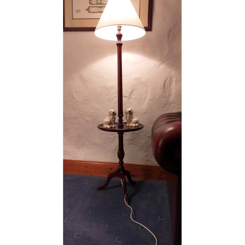 2 vintage standard lamp with table, which compliment each other